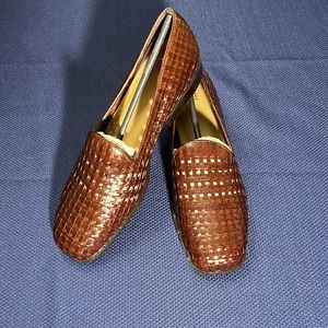 New with tags, cognac, leather woven shoes. Perfect for fall weather.